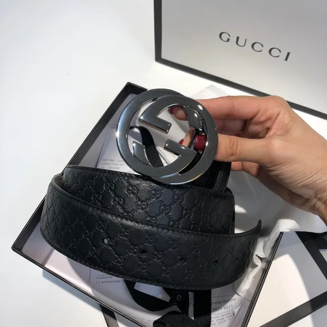 Gucci Ophidia Interlocking G Black GG Monogram Leather Belt 5