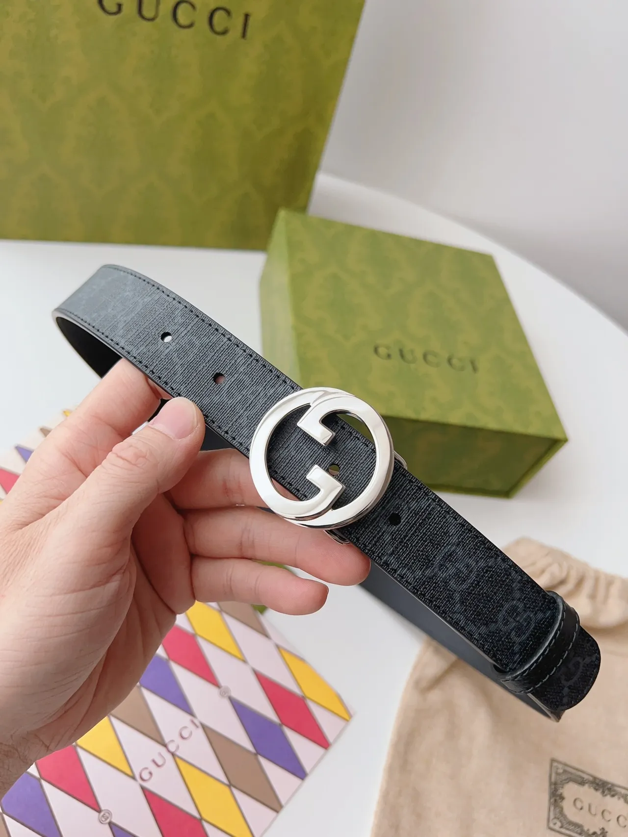 Gucci Ophidia Interlocking G Buckle GG Monogram Leather Belt 6
