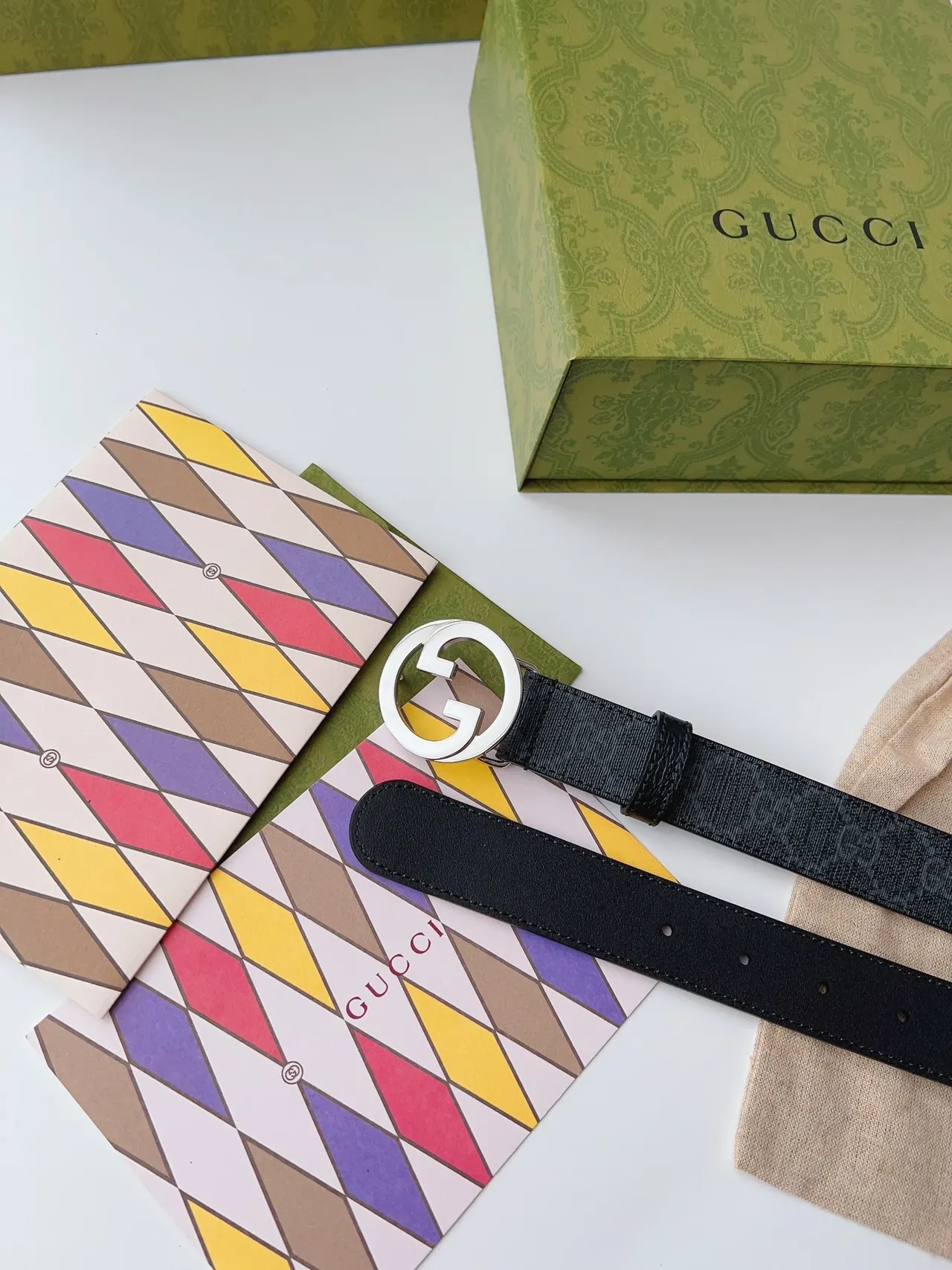 Gucci Ophidia Interlocking G Buckle GG Monogram Leather Belt 7