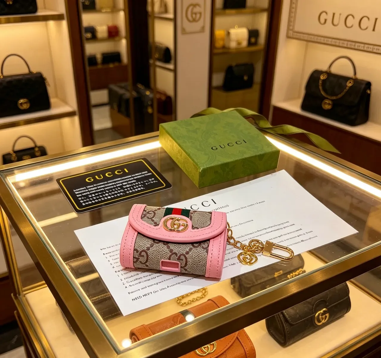 Gucci Ophidia Bolsa Cruzada de Lona Monograma Rosa Bege com Flap-Top 9