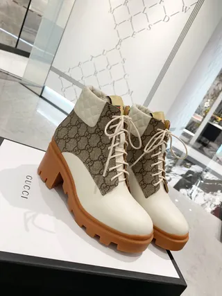 Gucci Rhyton GG Monogram কুইল্টেড হিল এনকেল বুটস 8