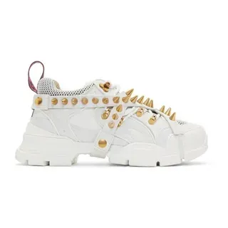 Gucci Rhyton Suela Blanca y Dorada Correa con Clavos y Picos Zapatillas Chunky