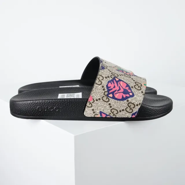 Gucci Screener GG Monogram طباعة الزهور نعال منزلقة 12