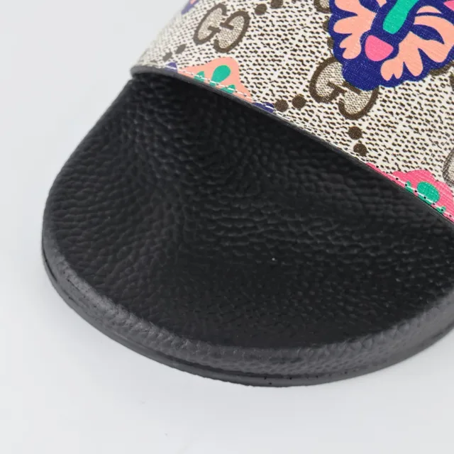 Gucci Screener GG Monogram طباعة الزهور نعال منزلقة 14