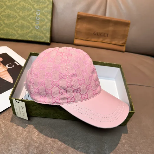 Gucci Screener Monogram गुलाबी बेसबॉल कैप 8