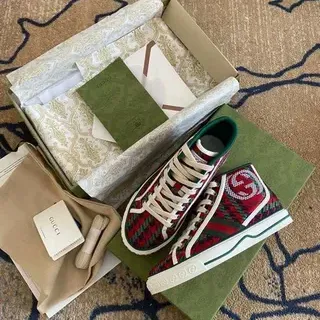 Gucci Screener Rojo Verde a Cuadros Zapatillas Lifestyle de Alto