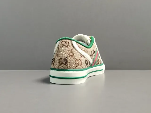 Gucci Tennis 1977 بيج أخضر أحمر Web Monogram Lifestyle Sneakers 14