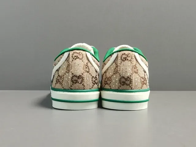 Gucci Tennis 1977 بيج أخضر أحمر Web Monogram Lifestyle Sneakers 16