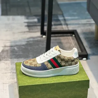 Gucci Tennis 1977 Beige Navy Web Platform zapatillas lifestyle