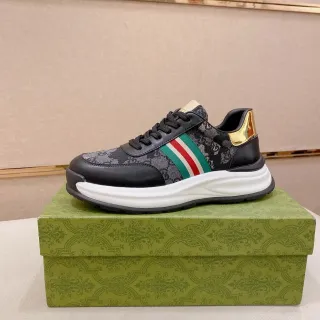 Gucci Tennis 1977 Negro GG Monogram Web Stripe zapatillas de estilo de vida