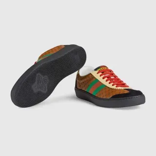 Gucci Tennis 1977 Marrón Verde-Rojo Web Zapatillas Lifestyle
