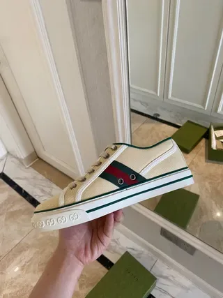 جوتشي Tennis 1977 Off-White و Green Lifestyle Sneakers 7