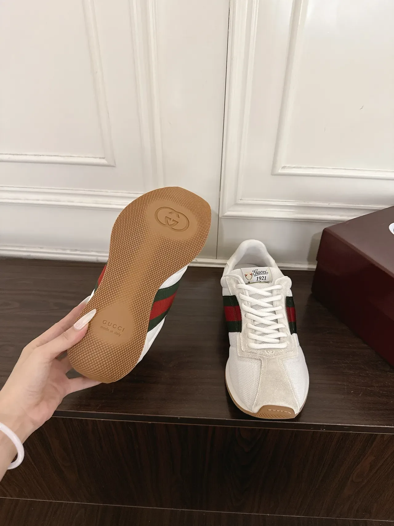 Gucci Tennis 1977 সাদা সবুজ লাল জাল জীবনশৈলী স্নিকার্স 2