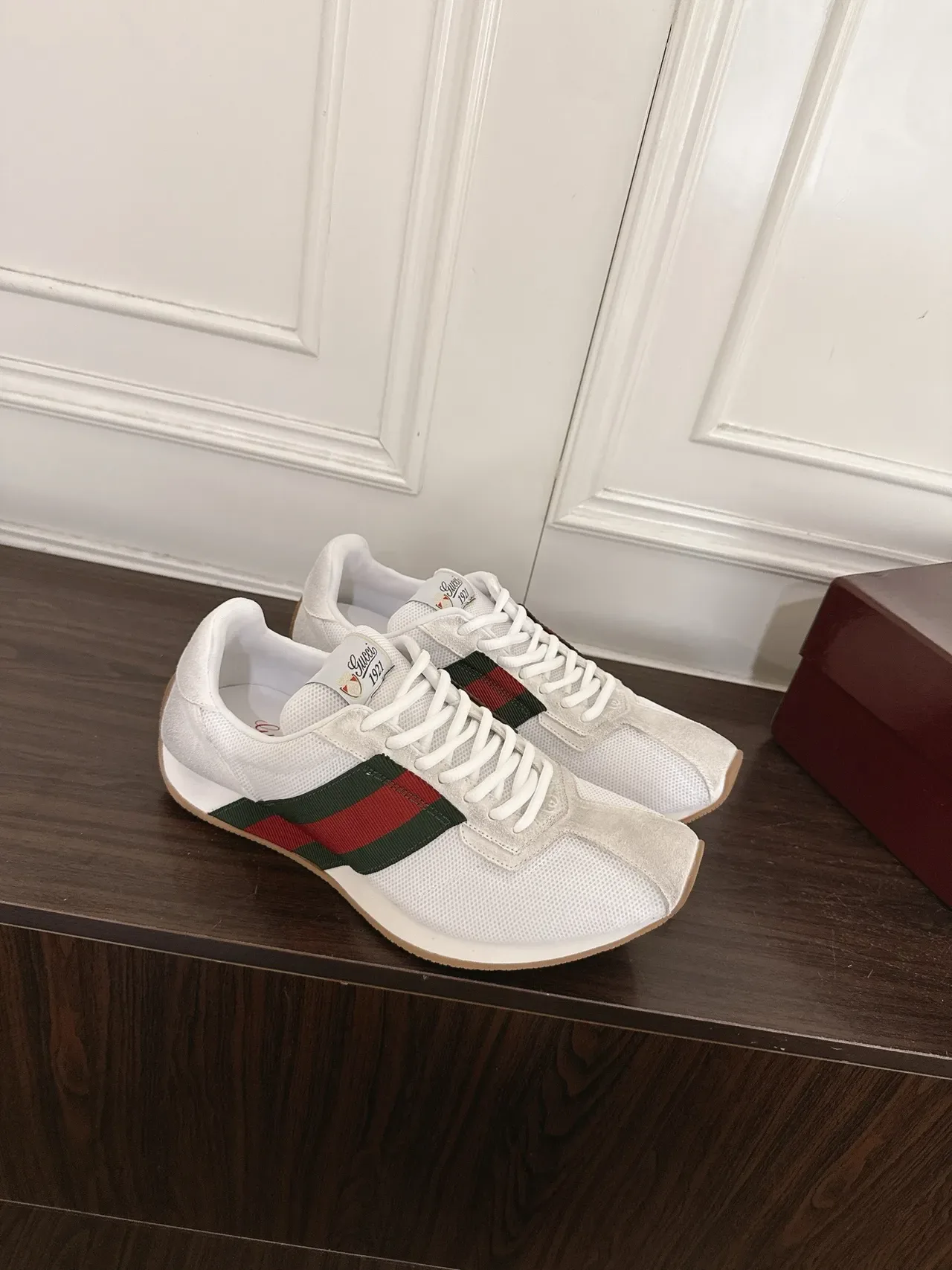 Gucci Tennis 1977 সাদা সবুজ লাল জাল জীবনশৈলী স্নিকার্স 6