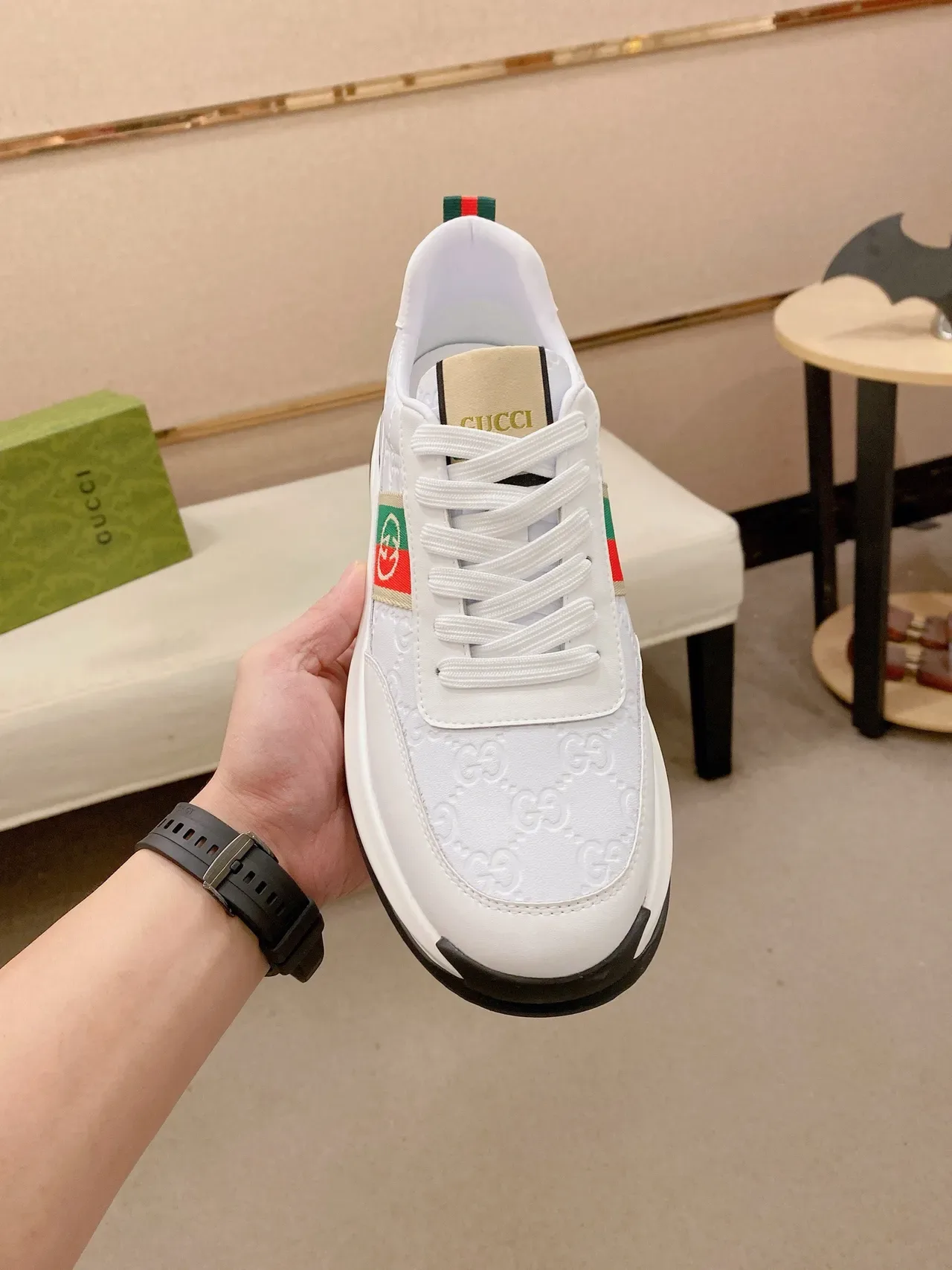 Gucci Tennis 1977 أبيض أحمر أخضر ويب سترايب أحذية رياضية أسلوب حياة 2