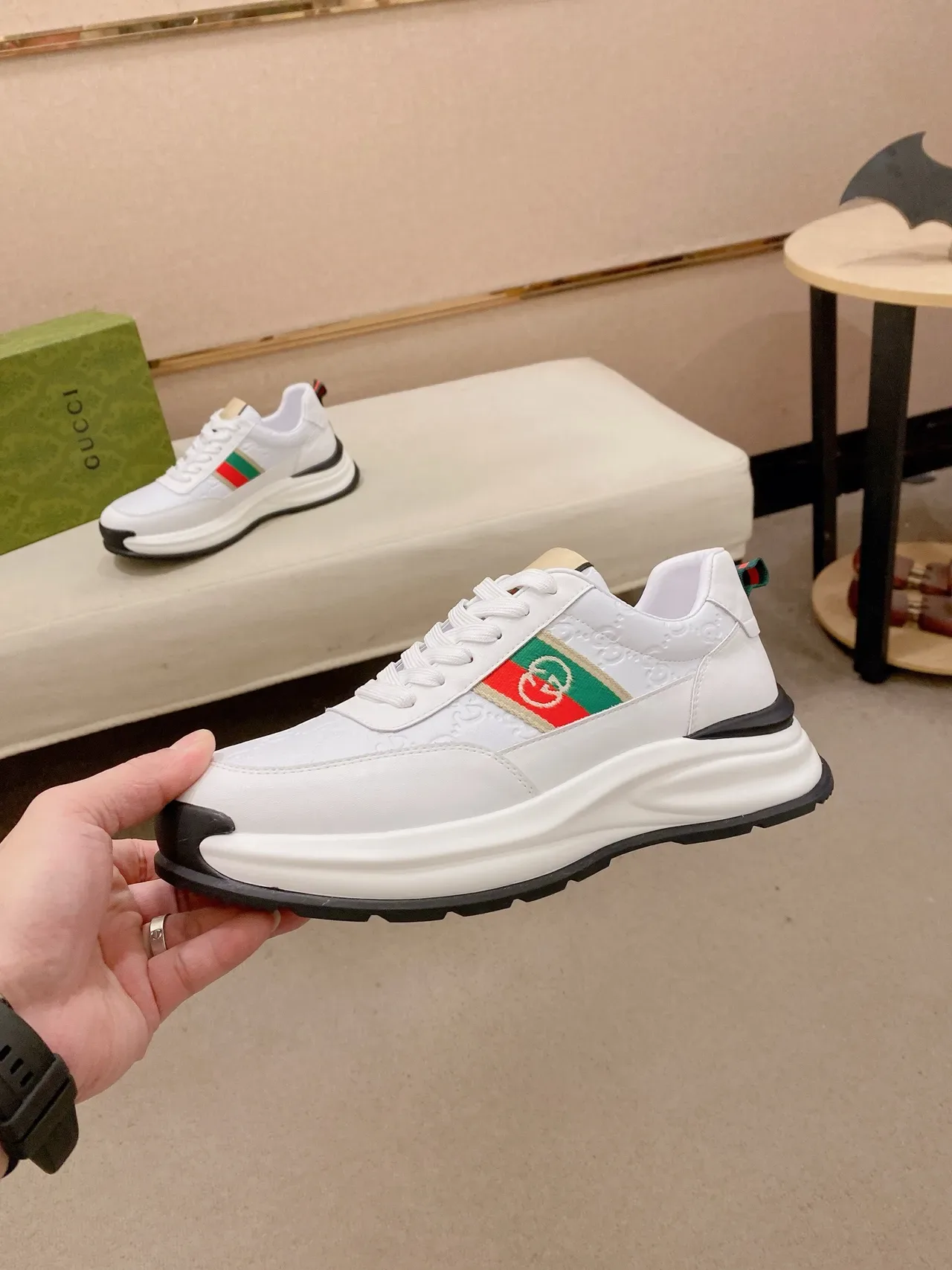 Gucci Tennis 1977 أبيض أحمر أخضر ويب سترايب أحذية رياضية أسلوب حياة 3
