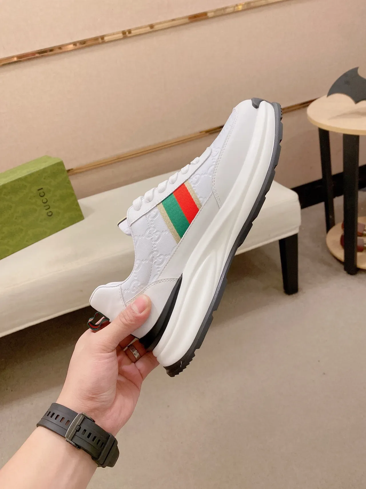 Gucci Tennis 1977 أبيض أحمر أخضر ويب سترايب أحذية رياضية أسلوب حياة 5