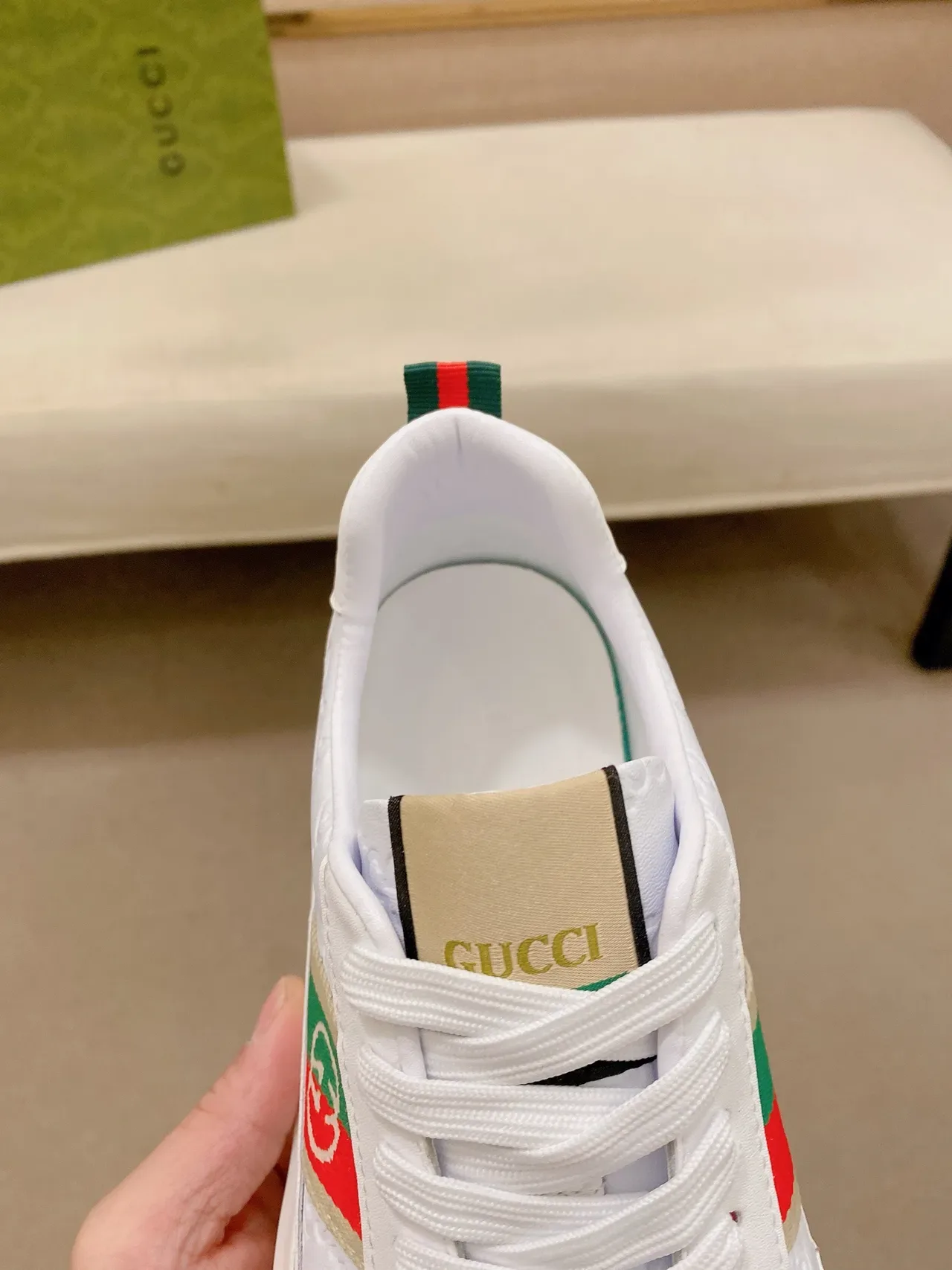 Gucci Tennis 1977 أبيض أحمر أخضر ويب سترايب أحذية رياضية أسلوب حياة 6