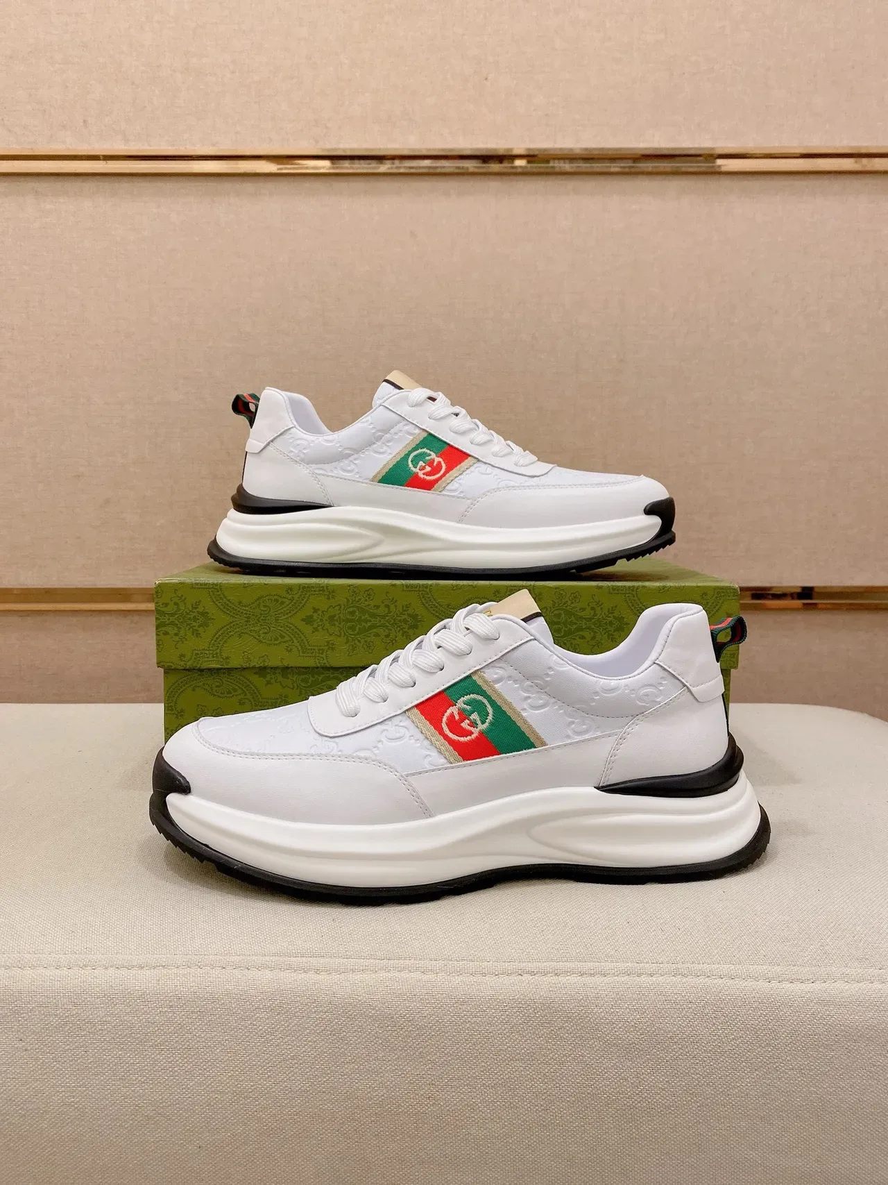 Gucci Tennis 1977 أبيض أحمر أخضر ويب سترايب أحذية رياضية أسلوب حياة 7