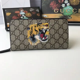 Gucci Tiger Embroidered GG Supreme Long Wallet