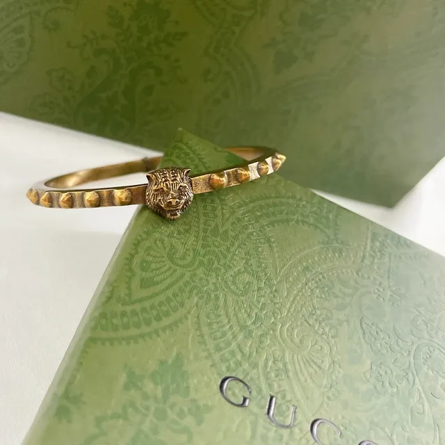 Gucci 虎头 做旧金 手镯 3