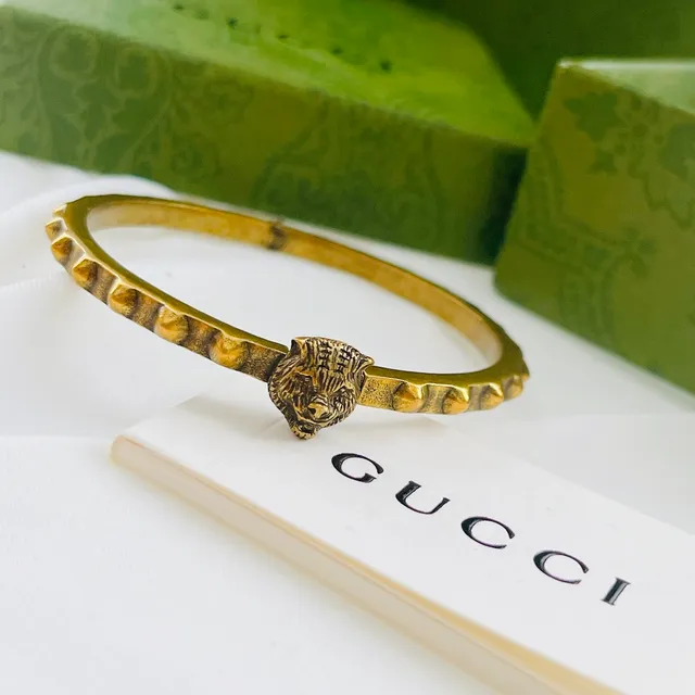 Gucci 虎头 做旧金 手镯 5
