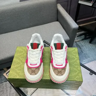 Gucci أبيض وردي GG Monogram كانفاس بورد كونتراست أحذية نمط حياة