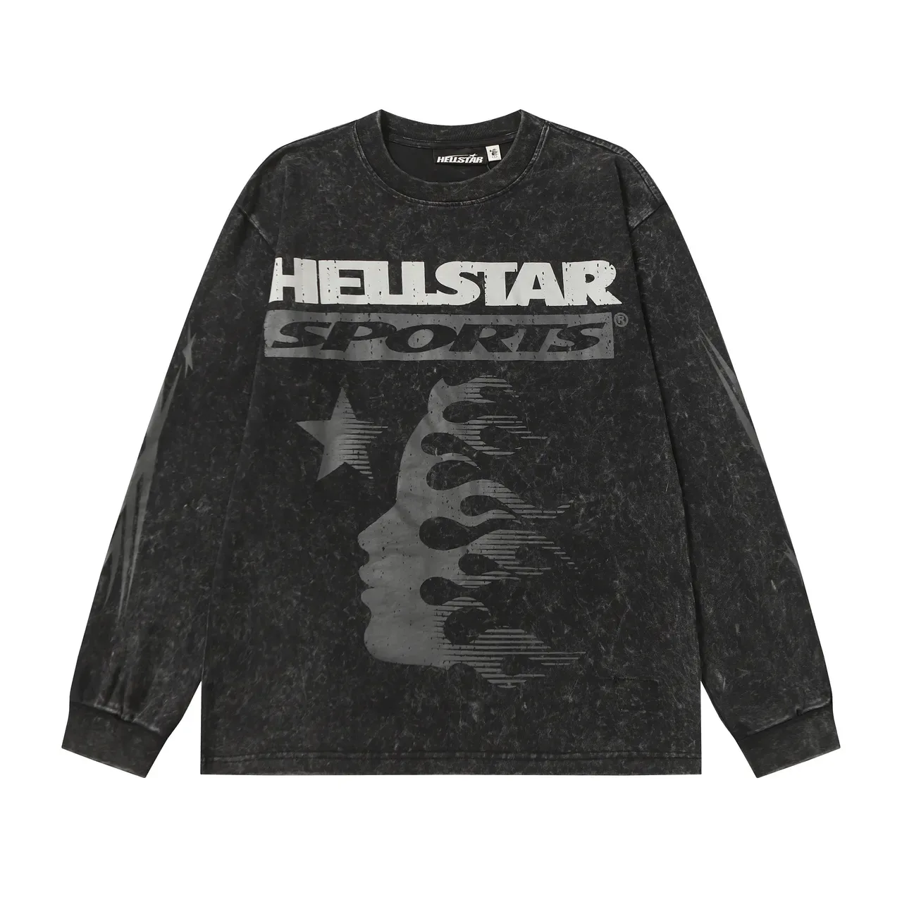 Hellstar Acid-Wash Distressed Graphic Long-Sleeve T-Shirt 2