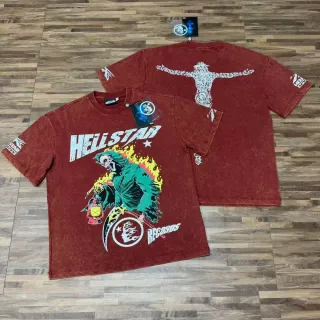 Hellstar Graphic Print Distressed Red T-Shirt