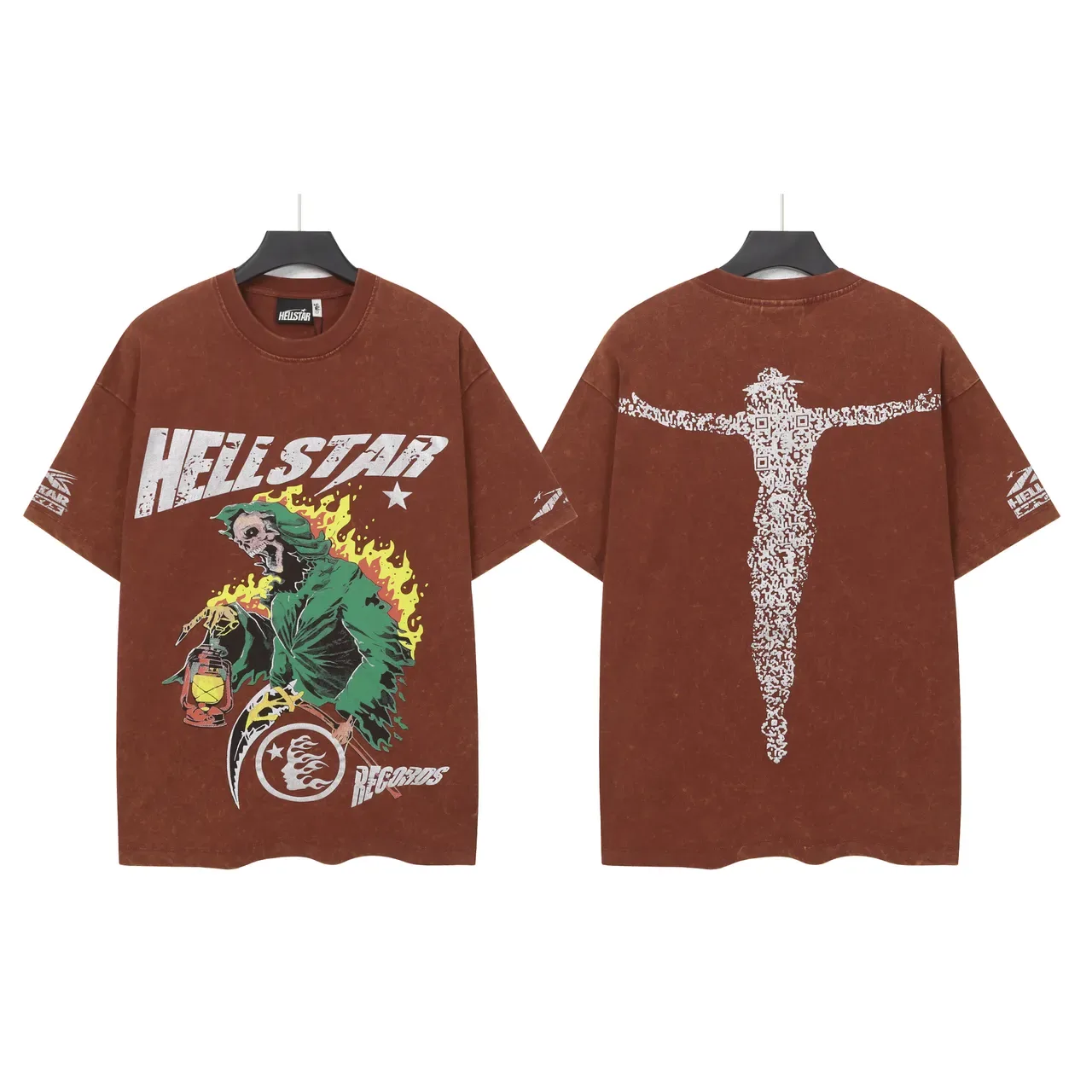 Camiseta Hellstar vermelha desgastada com estampa gráfica 2
