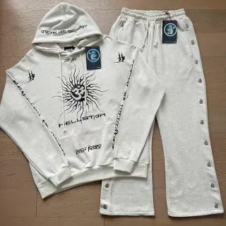 Hellstar Graphic-Print Heather Gray Oversized Tracksuit