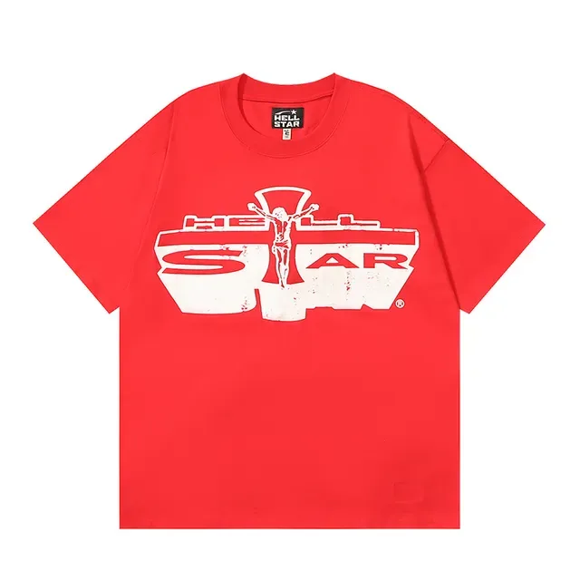 Camiseta Hellstar oversize roja con estampado gráfico 2