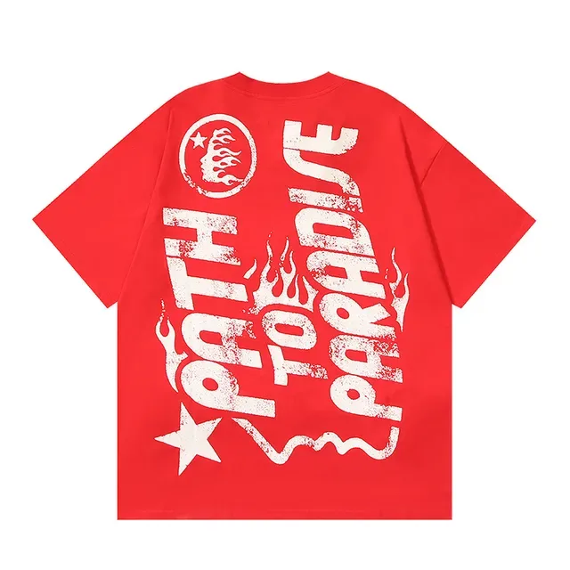 Camiseta Hellstar oversize roja con estampado gráfico 3