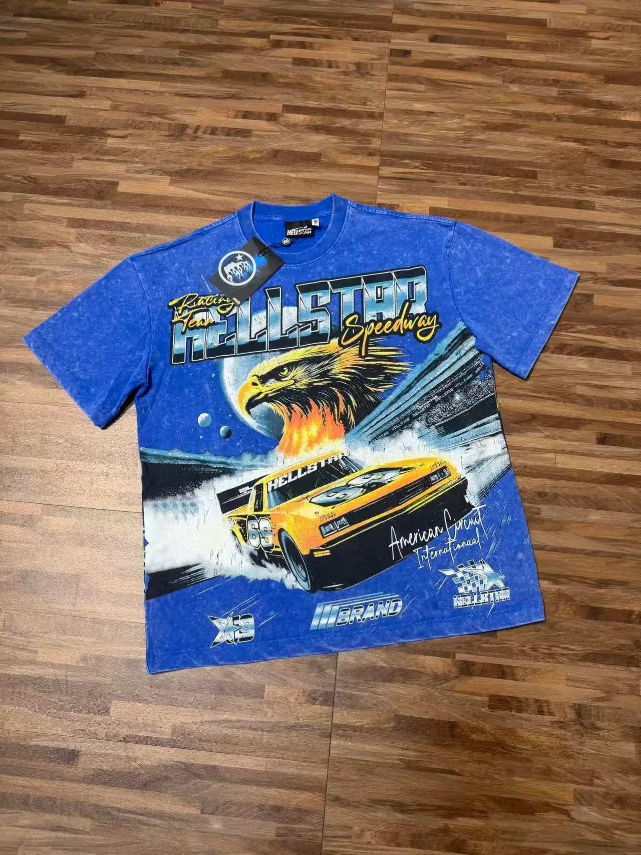 Hellstar Racing Team Speedway Graphic Print Blue T-Shirt 3