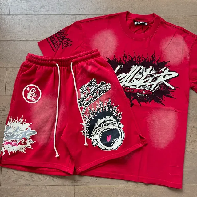 Hellstar Records 红色做旧印花T恤 2
