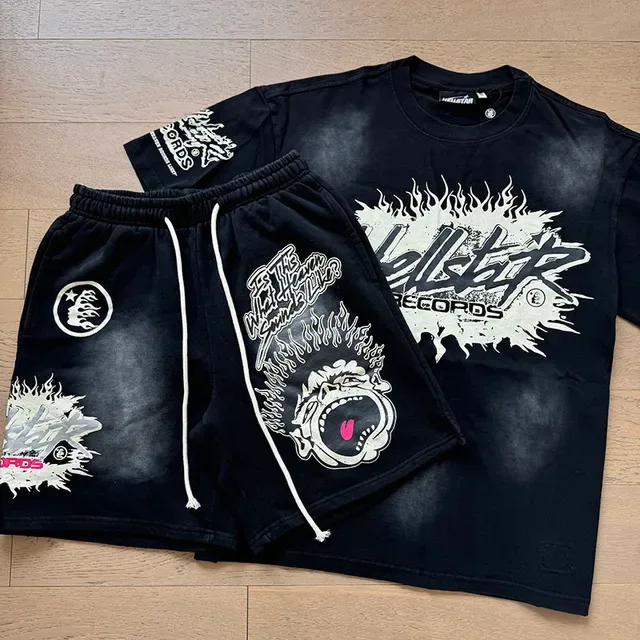Hellstar Records 红色做旧印花T恤 3