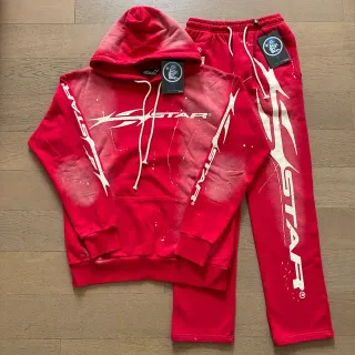 Hellstar STAR Graphic Distressed Red Tracksuit