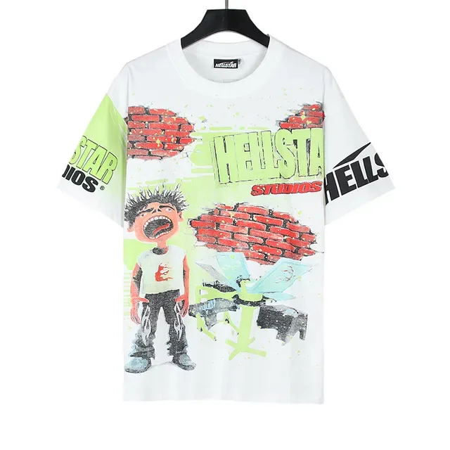 Camiseta Hellstar Studios estampado gráfico blanco roto y verde lima 6