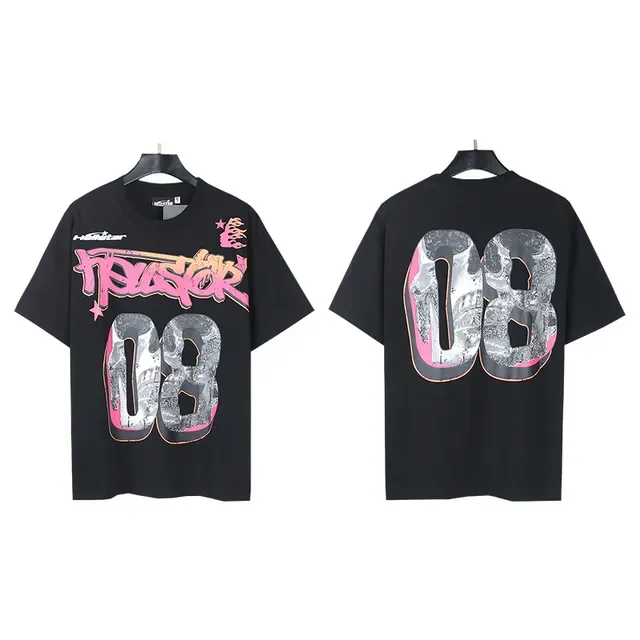 Camiseta Hellstar blanca y rosa corte oversized con estampado gráfico delantero y trasero 2