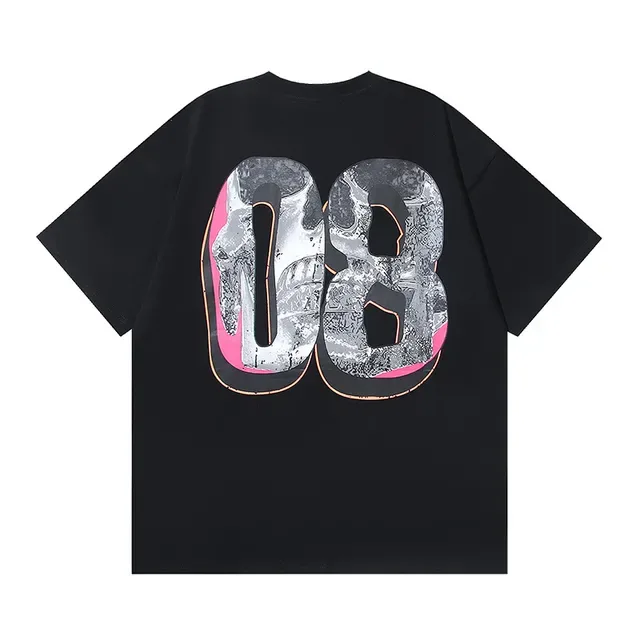 Camiseta Hellstar blanca y rosa corte oversized con estampado gráfico delantero y trasero 12