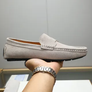 Hermès বেইজ কালো স্যুয়েড উপরের পেনি সিলহুট লোফার