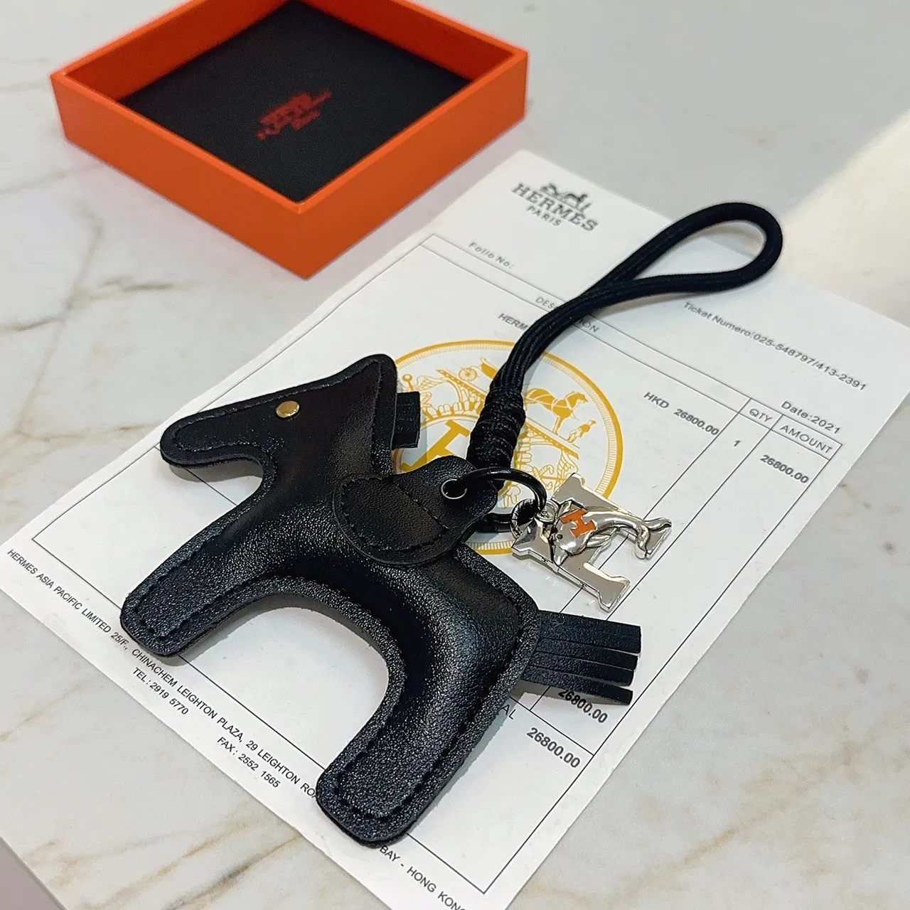 Hermès 黑色银色马头轮廓纹理皮革手袋 3