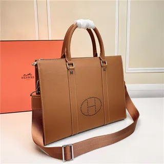 Hermès Black White Structured Leather Perforated H Logo Tote Bag 7