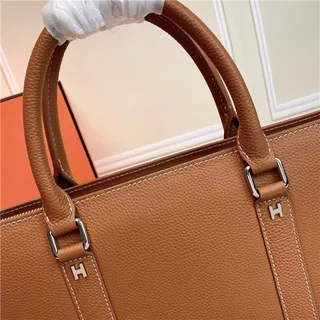 Hermès Black White Structured Leather Perforated H Logo Tote Bag 8