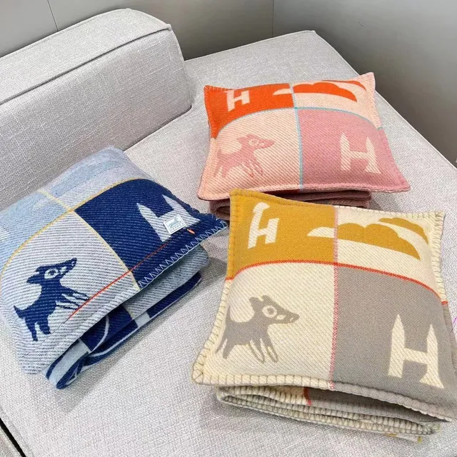 Hermès Azul Branco Tecido Textura Lã Motivo Geométrico Estrela Cachecol 6