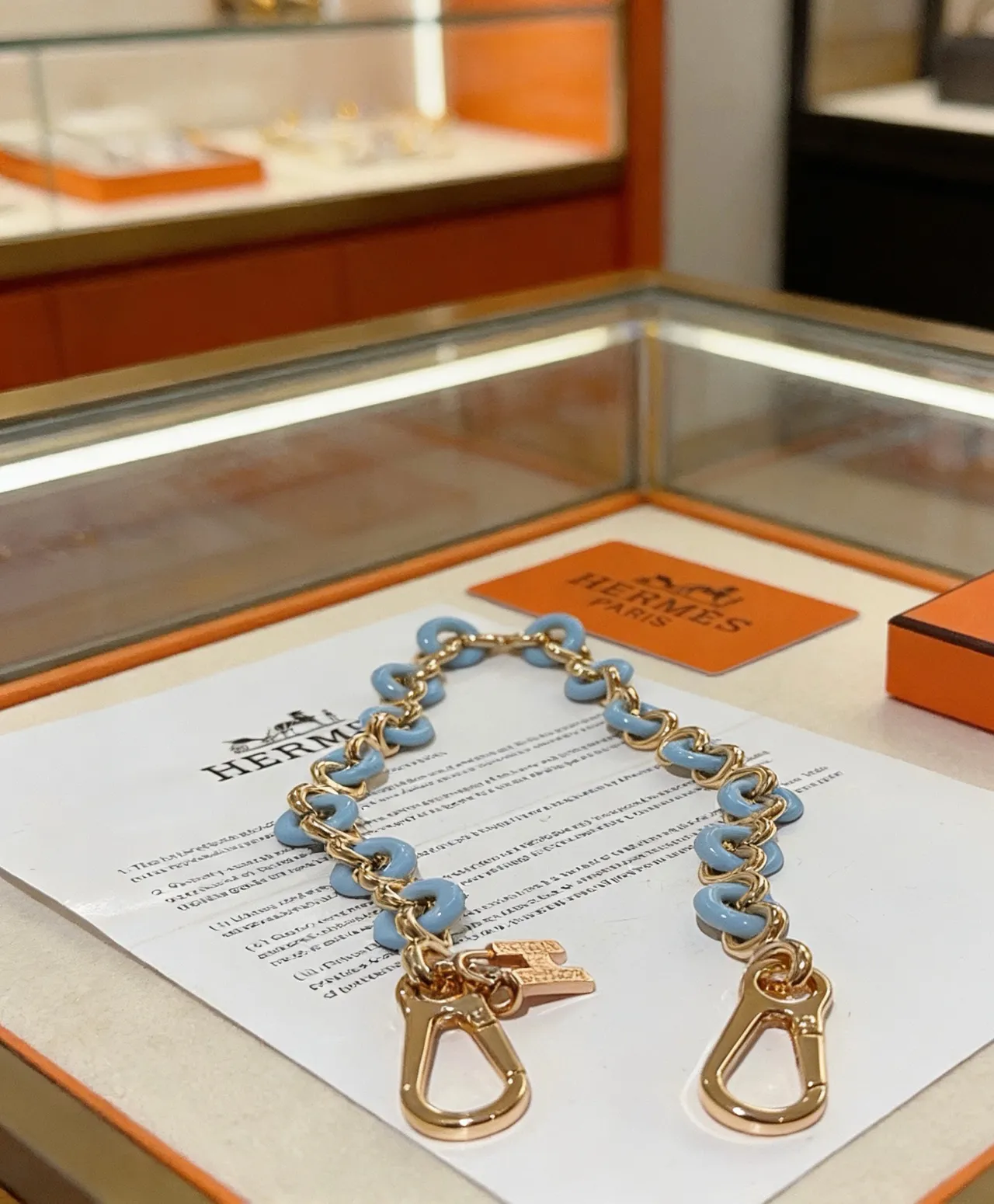 Hermès Chaine d'Ancre Or Bleu Matériau Chaîne Émaillé Hardware Sac à Chaîne 5