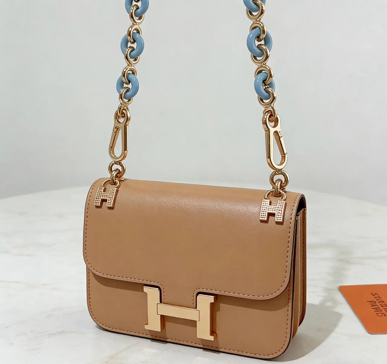 Hermès Chaine d'Ancre Or Bleu Matériau Chaîne Émaillé Hardware Sac à Chaîne 6