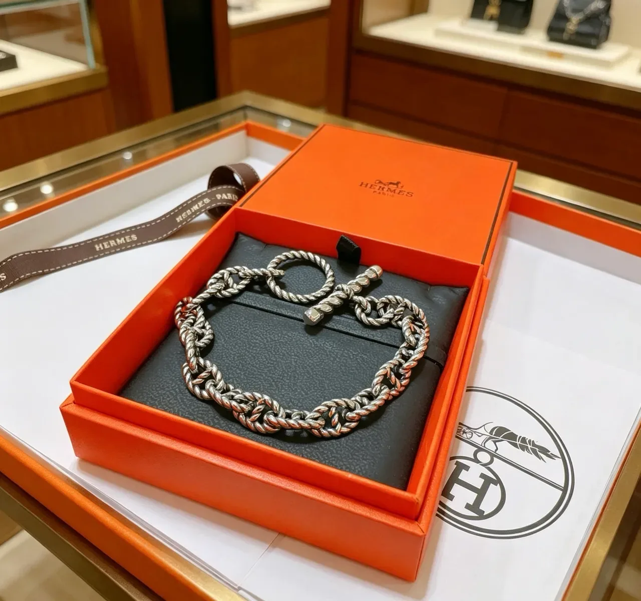 Hermès Chaîne d'Ancre Twisted Rope-Link Silver-Tone Bracelet 5