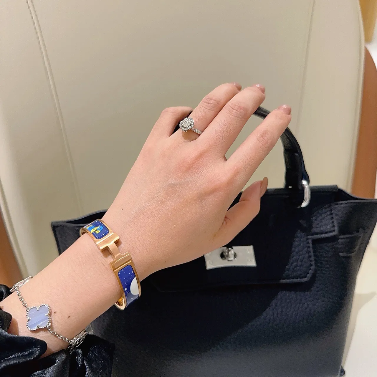 Hermès Clic H Rose Azalée Enamel Bracelet 8
