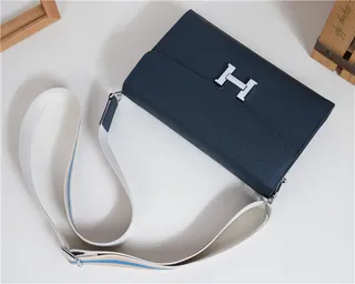 Hermès Constance Brown Beige Pebbled Leather H-Shaped Metal Clasp Messenger Bag 8